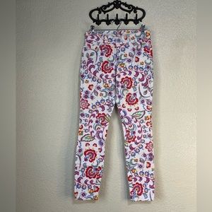 Pilcro and the Letterpress multi colored print mid rise skinny‎ jeans, size 26